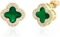 Gold-pl. 4.00ct Emerald & Topaz Clover Earrings