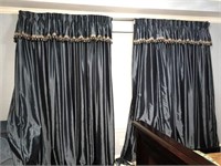 Blue Silk Custom Curtains with Lined Backs