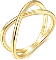 Minimalist 14k Gold-pl. Criss-cross Ring