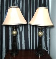 Pair of Black & Gold Composite Lamps