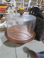 WOODEN CAKE STAND WITH TOP
