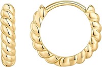 Elegant 14k Gold-pl. Twisted Hoop Earrings