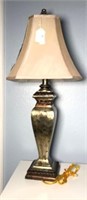 Brown & Gold Table Lamp with Silk Shade