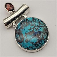 TURQUOISE 925 SILVER RED STONE PENDANT