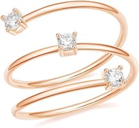 Elegant 14k Gold-pl White Sapphire 3-stone Ring