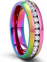 Colorful .60ct White Sapphire Rainbow Ring