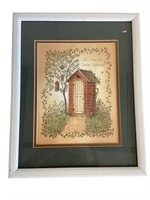 Framed Country Outhouse Print Wall Art