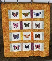 Pretty Hand Made Butterfly Quilt Machine Stitched