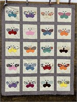 Hand Made Butterfly Quilt Top Machine Stitched