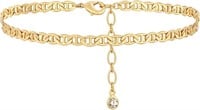 14k Gold-pl. Flat Mariner Chain Anklet
