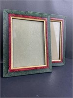 (2) Green/Red/Gold 8.5" x 6 3/4" Photo Frames