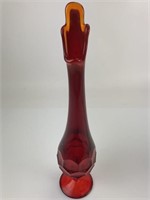 15.5" Ruby Red Pedestal Vase