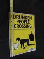 11" Tall Metal Drunk People Crossing Sign