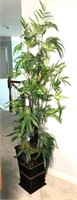 Faux Bamboo Plant in Wood Planter