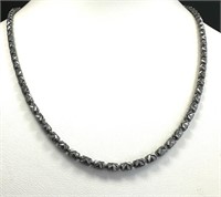 Sterling Silver Bead Bar Sparkling Necklace