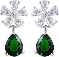 18k Gold-pl. 4.80ct Emerald & Topaz Drop Earrings