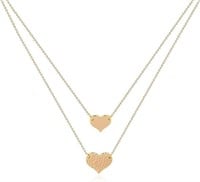 18k Gold-pl. Two Hearts Layered Chain Necklace