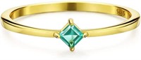 18k Gold-pl Princess Cut 2.00ct Emerald Ring