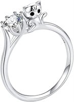 Cute .50ct White Sapphire Cat Solitaire Ring