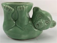 Vintage Green Monkey? Bear? Pottery Planter