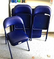 Blue Vinyl Card Table & 3 Chairs