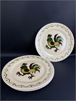 (4) Metlox Poppytrail Red Rooster 10" Plates