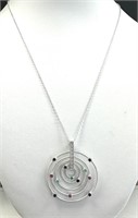 Sterling Silver Gemstone Circular Pendant Necklace