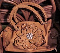 Rhinestone Studded Flower Large Ladies Handbag
