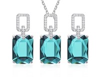 Sterling Silver Austrian Emerald Crystal Set