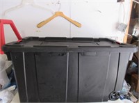 LARGE PLASTIC TOTE WITH WHEELS AND HANDLE