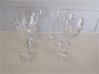 SET OF 6 CRYSTAL GLASSES- ONE IS CHIPPED