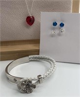 Swarovski Elements SS necklace, studs & bracelet