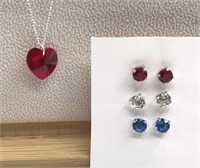 Swarovski elements SS  red white & blue studs and