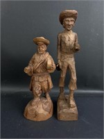 (2) Wood Carved Men w/Open Fists To Hold