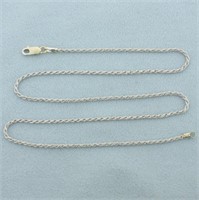 15 Inch Rope Chain Necklace in 18k White Gold