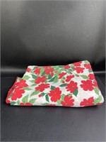 Red Floral Oval Tablecloth