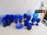 LOT VARIOUS COBALT BLUE GLASSES