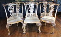 SIX HIGHLY CARVED MAITLAND SMITH CHIPPENDALE CHAIR