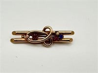 Antique Rose Gold Pearl Sapphire Pin Brooch