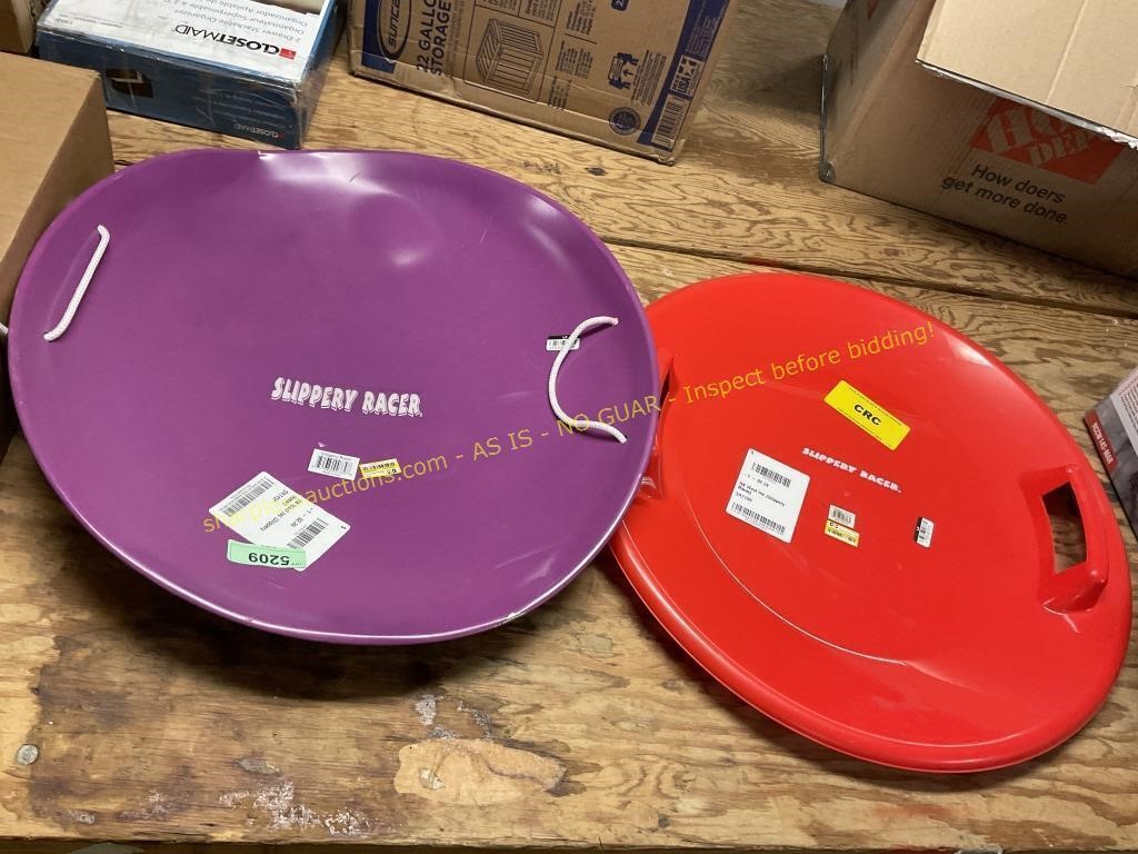 Slippery racer saucer sled & purple saucer(bent)