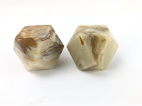 Pair of 14 sided Onyx bookends/paper weights