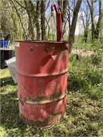 55 GALLON METAL DRUM WITH HAND PUMP