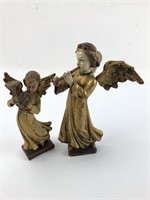 Pair of Swiss hand carved musical angels /