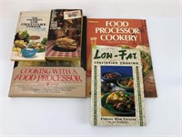 5 Cookbooks,  food processor, salad and
