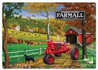 Farmall Tractor Farm Scene Tin Sign