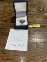 10KT gold ring sapphire & diamond