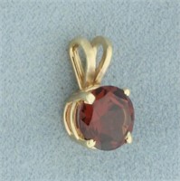 Garnet Solitaire Pendant in 14k Yellow Gold