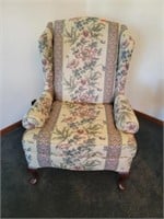 Floral Pattern Wingback Straight Chair