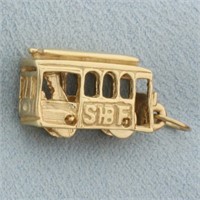 Mechanical Cable Car Pendant in 14k Yellow Gold