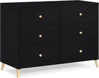 Essex 6 Drawer Dresser  Black/Natural - 50x20x30